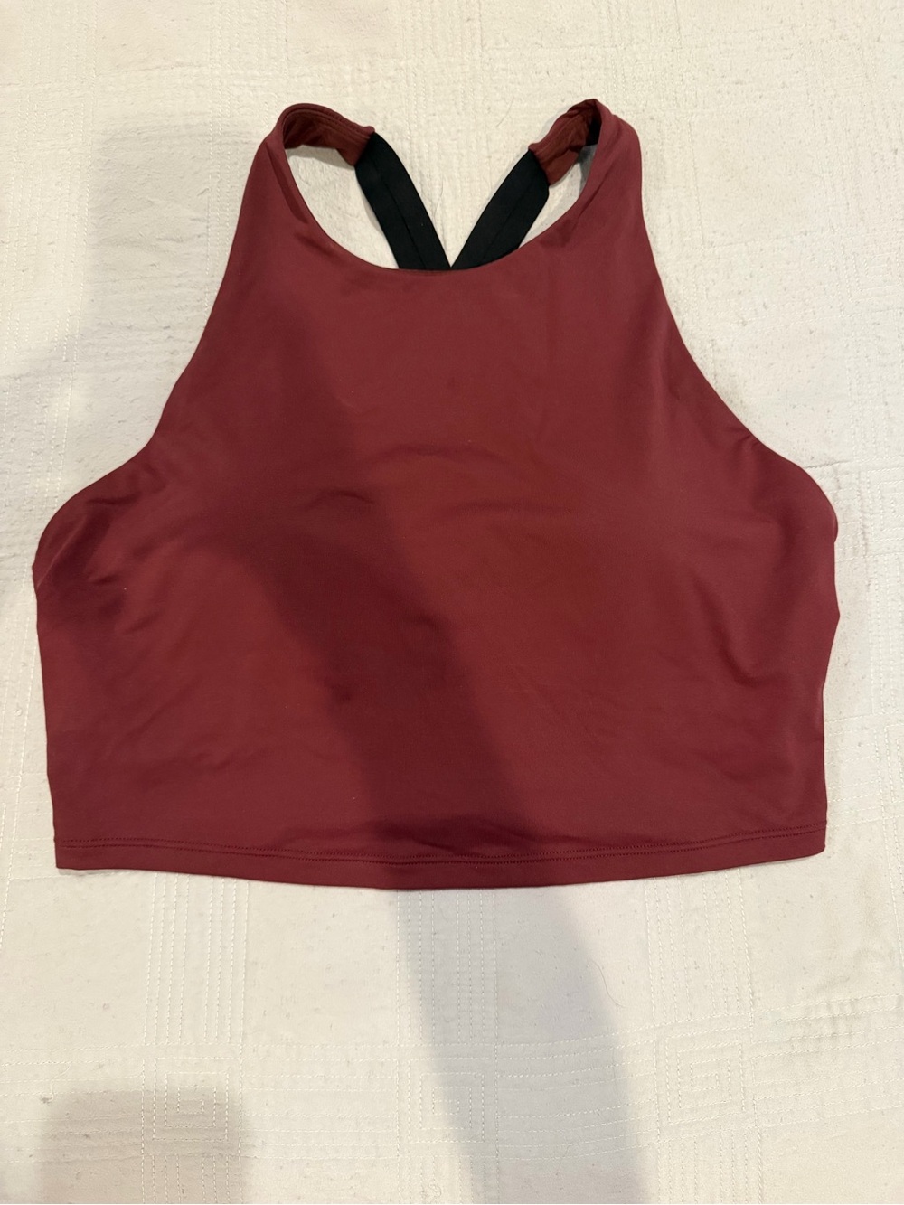 Athleta High-Neck Swim top in Wine with Black Straps (M)